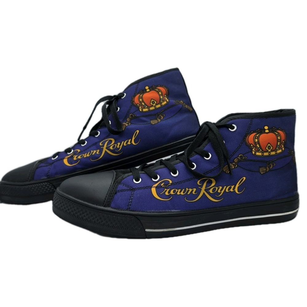 Crown Royal Whisky Canvas High Top Sneakers Shoes Purple Gold Men's US 11 EU 45